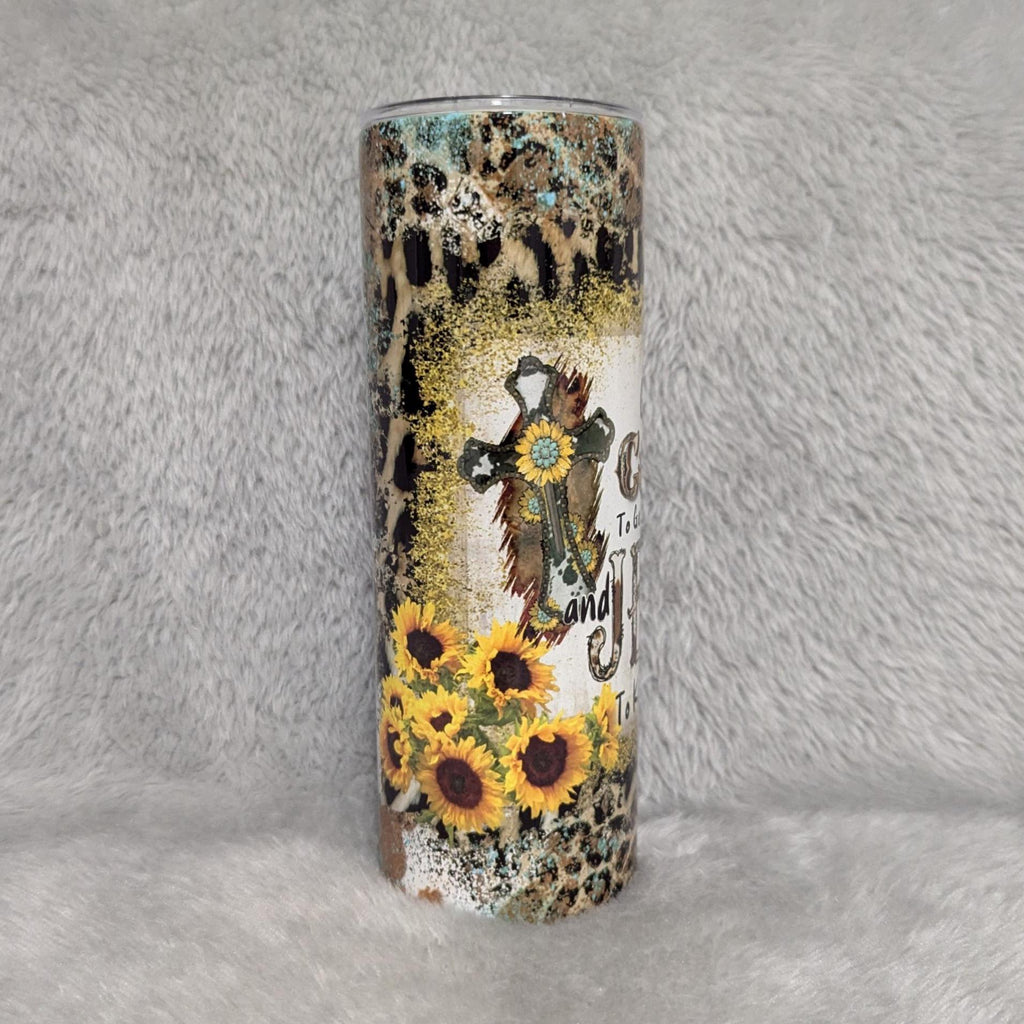Give Me Coffee To Get Me Started and Jesus To Keep Me Going Tumbler 20oz With Reusable Straw