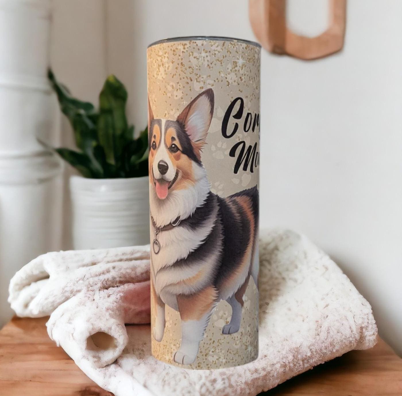 Corgi Mom Tumbler 20oz With Reusable Straw, Can Be Personalized