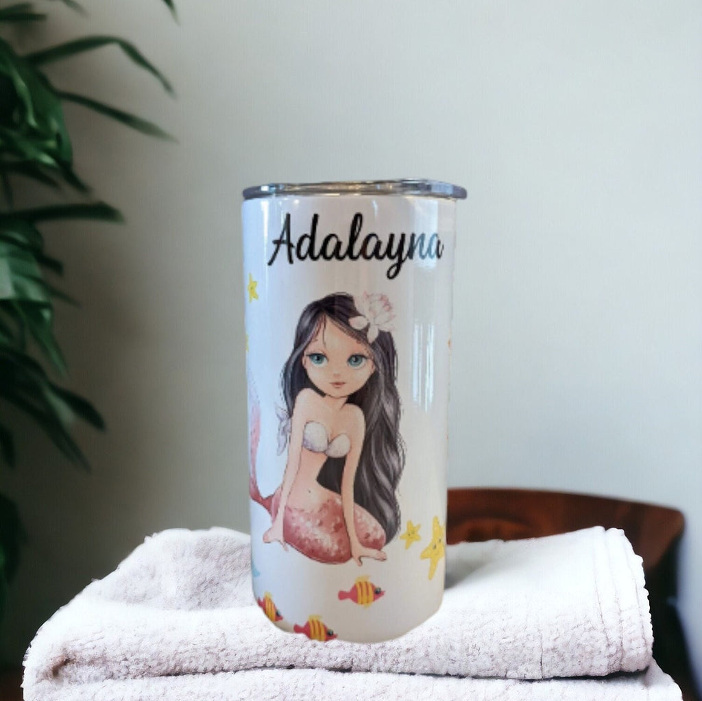 Kids Mermaid Tumbler 15oz With Reusable Straw, Can Be Personalized