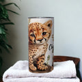 Kids Cheetah Tumbler 15oz With Reusable Straw, Can Be Personalized
