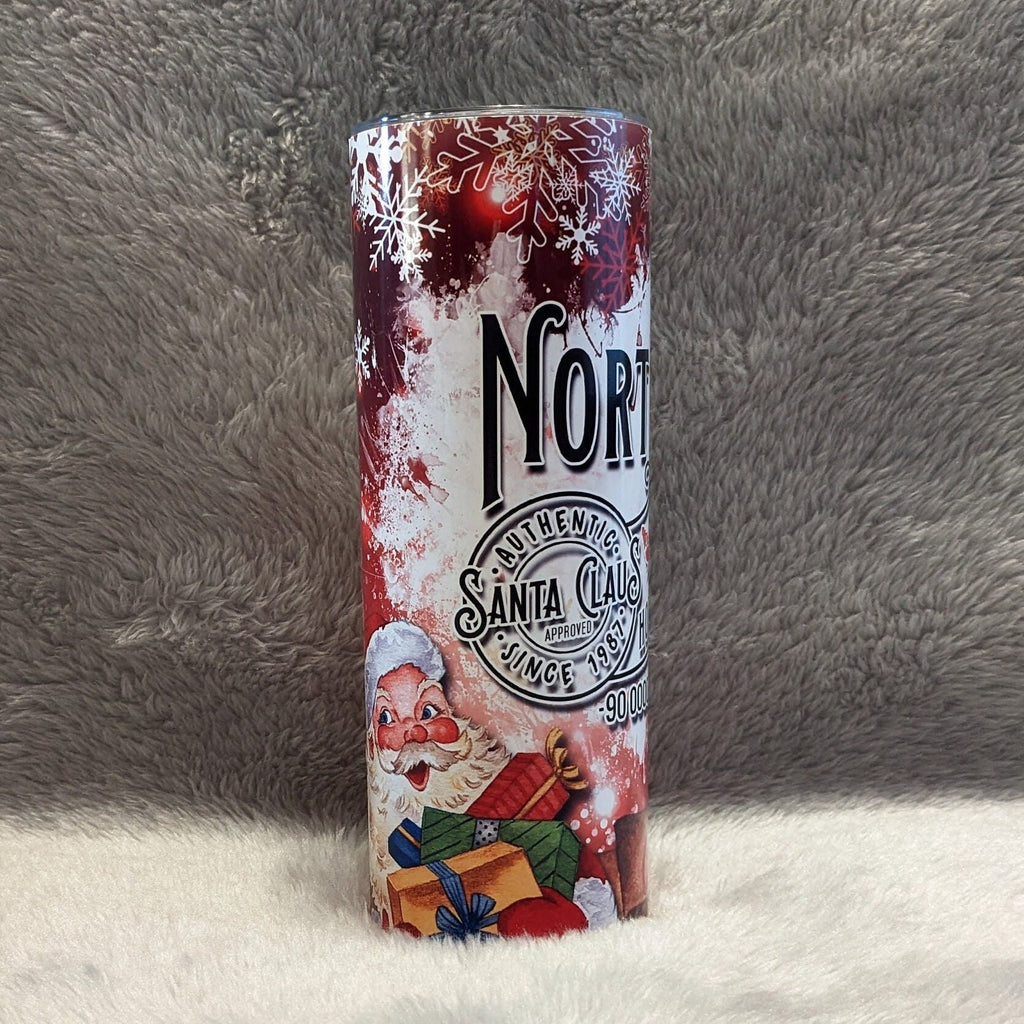 Santa North Pole Tumbler 20oz With Reusable Straw