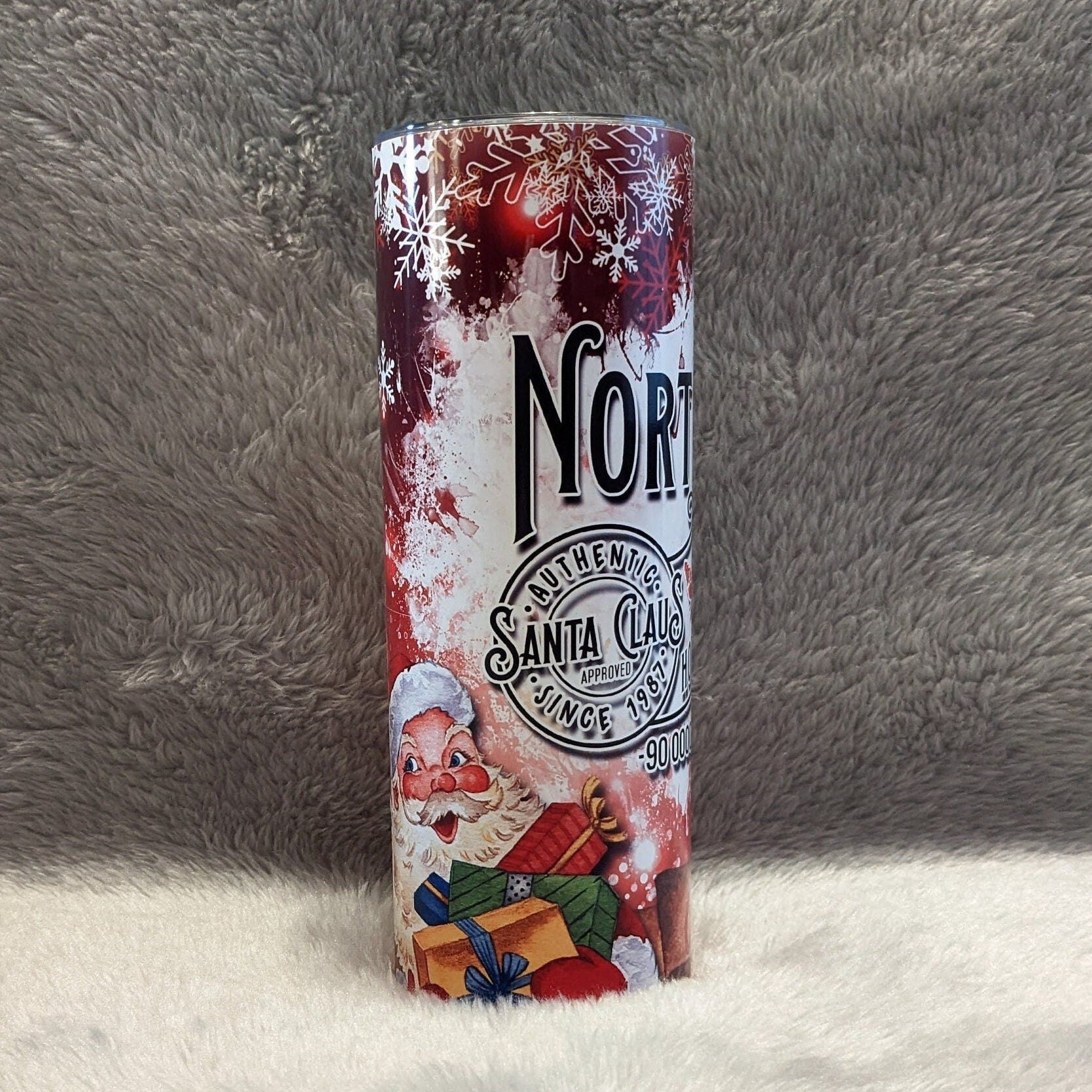 Santa North Pole Tumbler 20oz With Reusable Straw