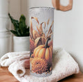 Floral Pumpkin Tumbler 20oz With Reusable Straw, Can Be Personalized