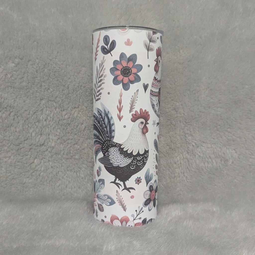 Country Chicken & Rooster Tumbler 20oz With Reusable Straw