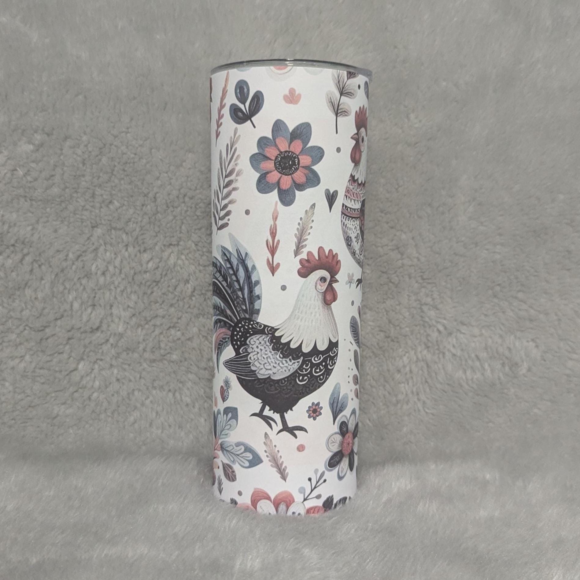 Country Chicken & Rooster Tumbler 20oz With Reusable Straw