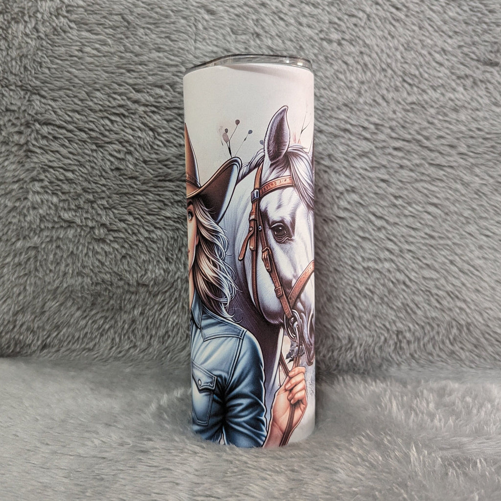 Cowgirl Tumbler 20oz With Reusable Straw, Can Be Personalized