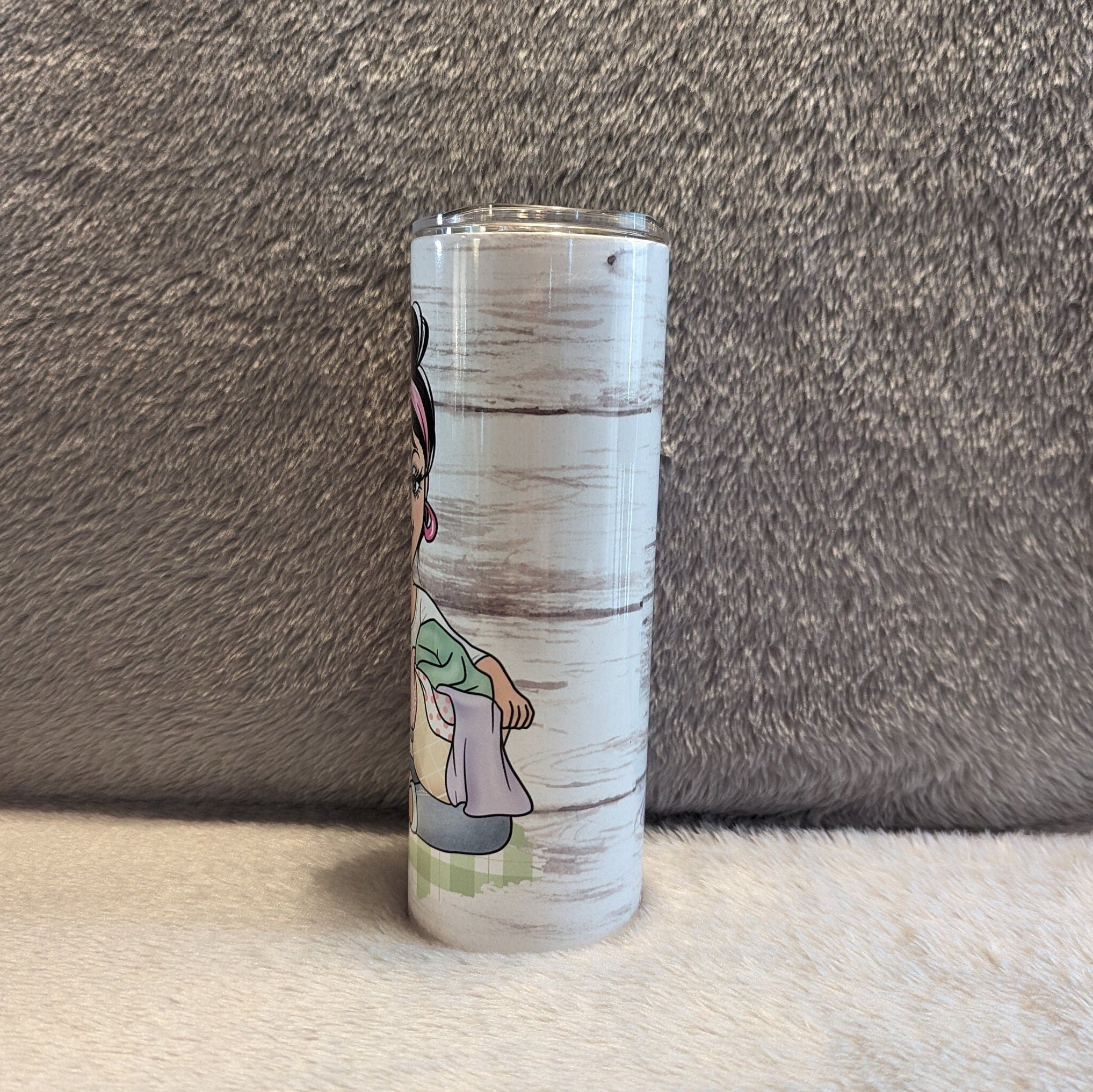 Laundry Girl Tumbler 20oz With Reusable Straw, Can Be Personalized
