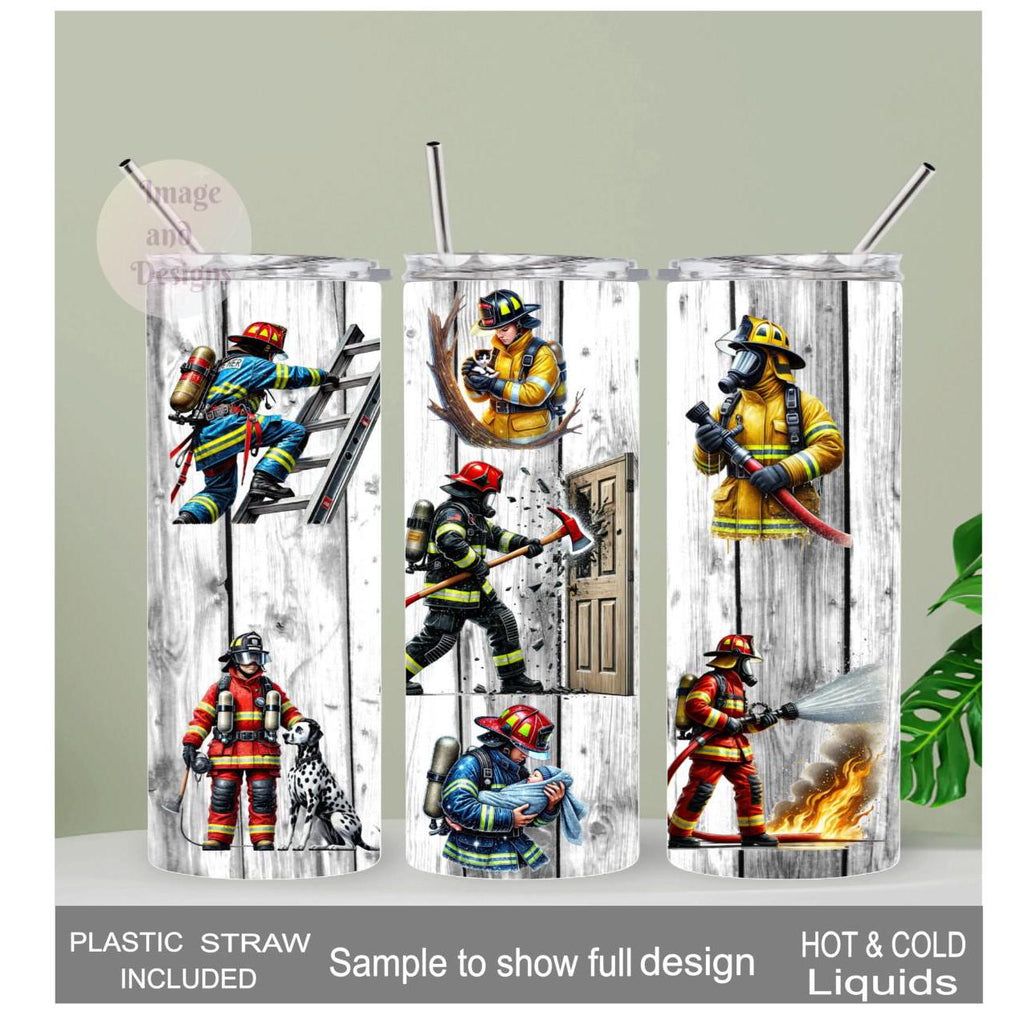 Firefighter Tumbler 20oz With Reusable Straw