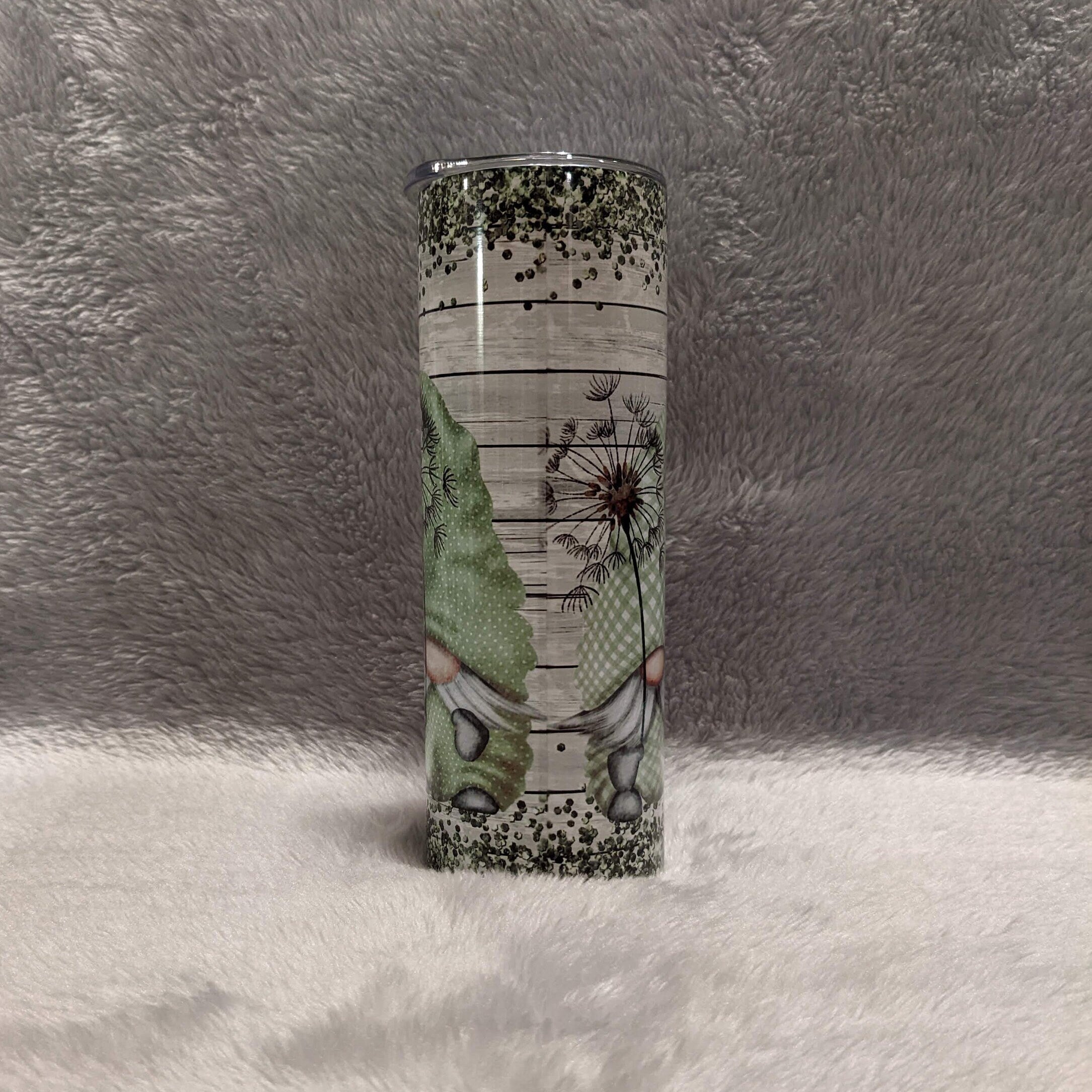 Gnomes With Dandelions Tumbler 20oz With Reusable Straw, Can Be Personalized
