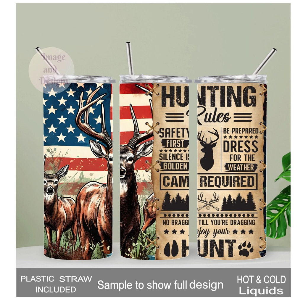 Deer Hunting Rules Tumbler 20oz With Reusable Straw, Can Be Personalized