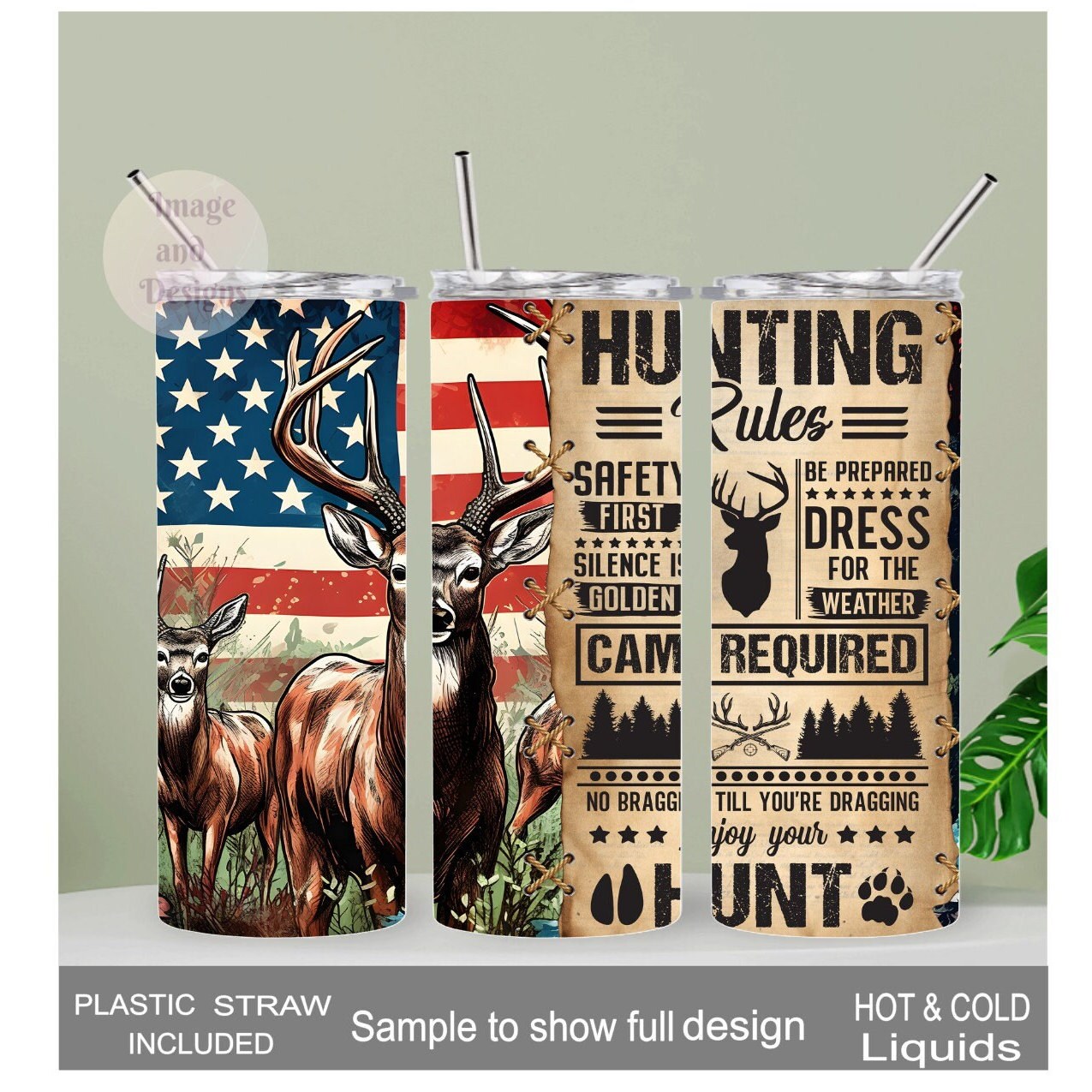 Deer Hunting Rules Tumbler 20oz With Reusable Straw, Can Be Personalized