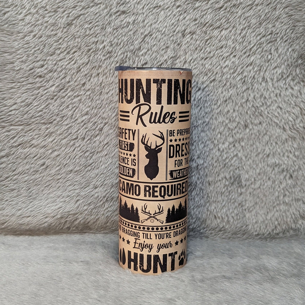 Deer Hunting Rules Tumbler 20oz With Reusable Straw, Can Be Personalized