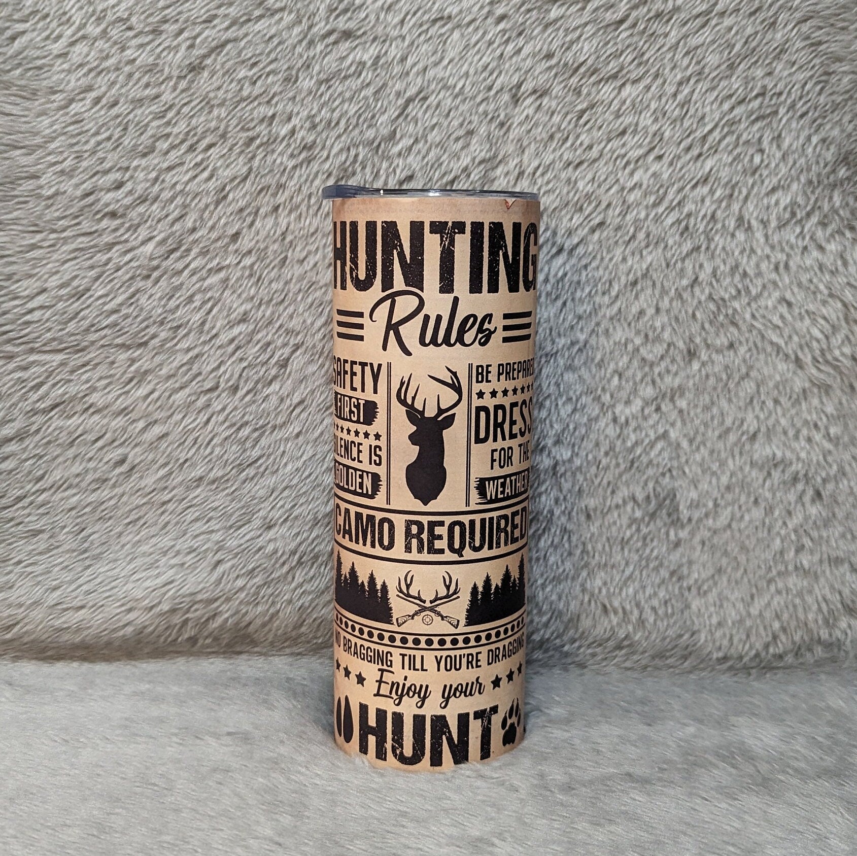 Deer Hunting Rules Tumbler 20oz With Reusable Straw, Can Be Personalized