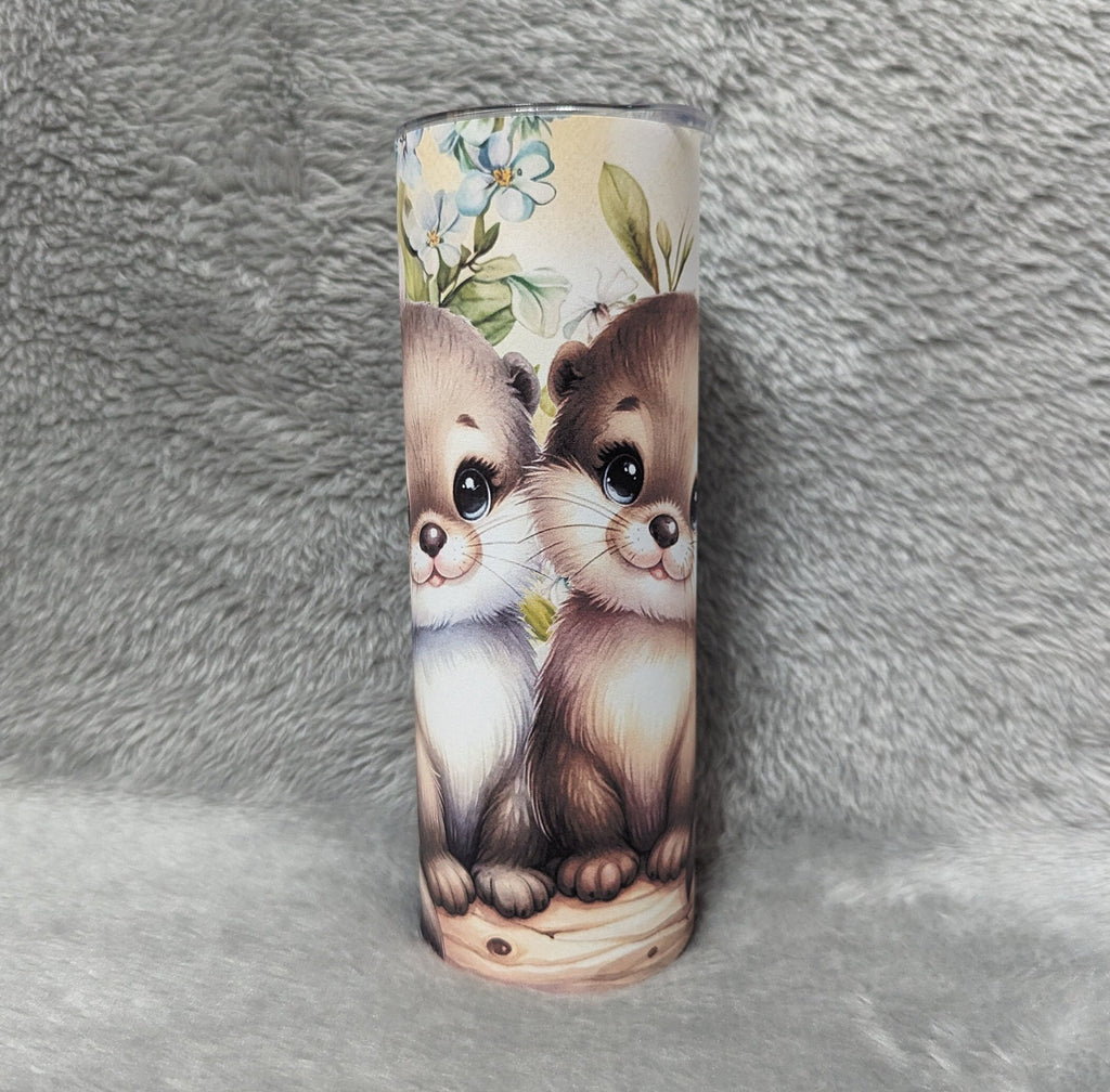 Baby Otters Tumbler 20oz With Reusable Straw, Can Be Personalized