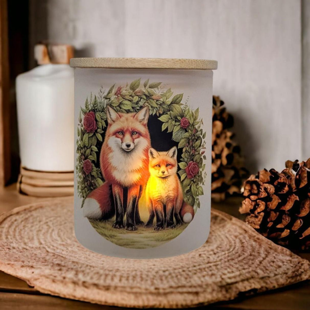 Pretty Floral Fox Candle Holder With A Battery Operated Flickering Tea Light