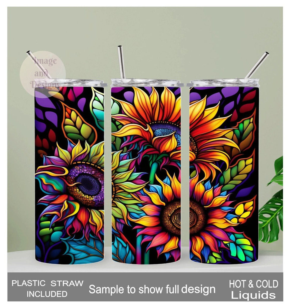 Gorgeous Sunflower Tumbler 20oz With Reusable Straw