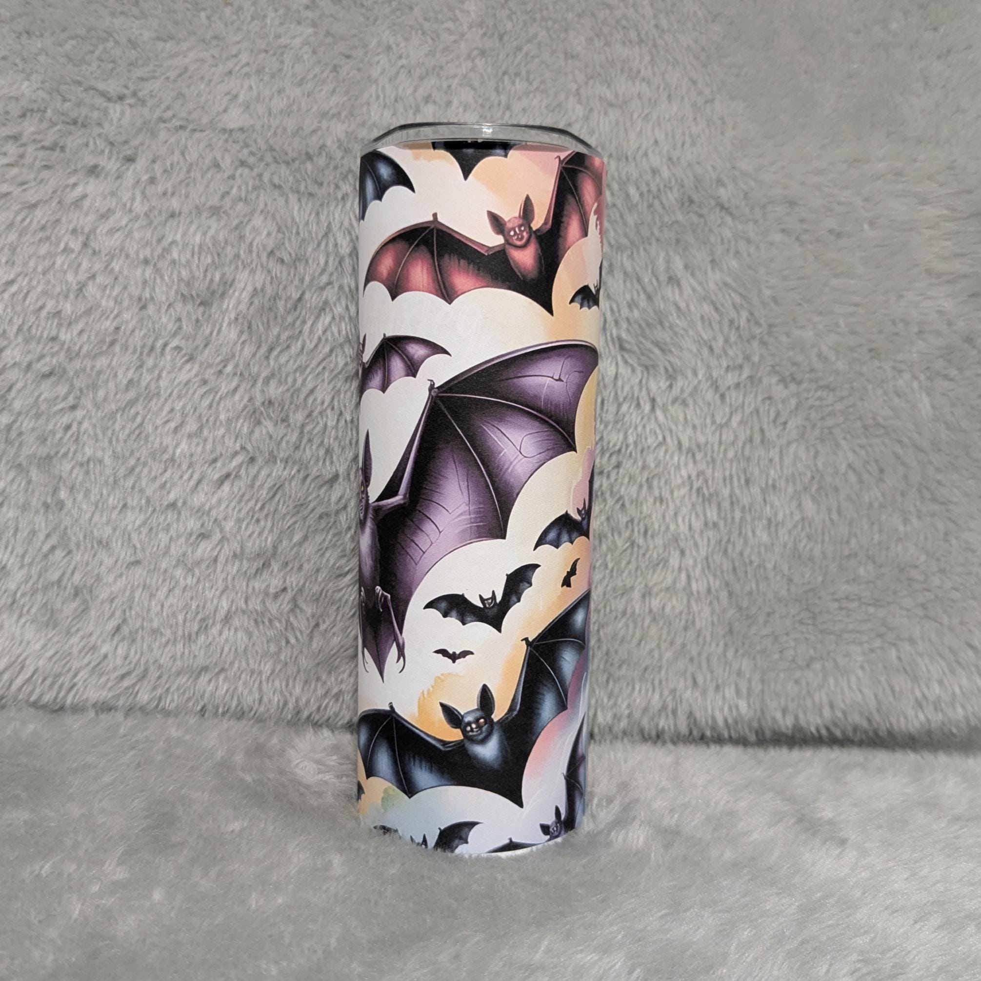 Bat Tumbler 20oz With Reusable Straw, Can Be Personalized