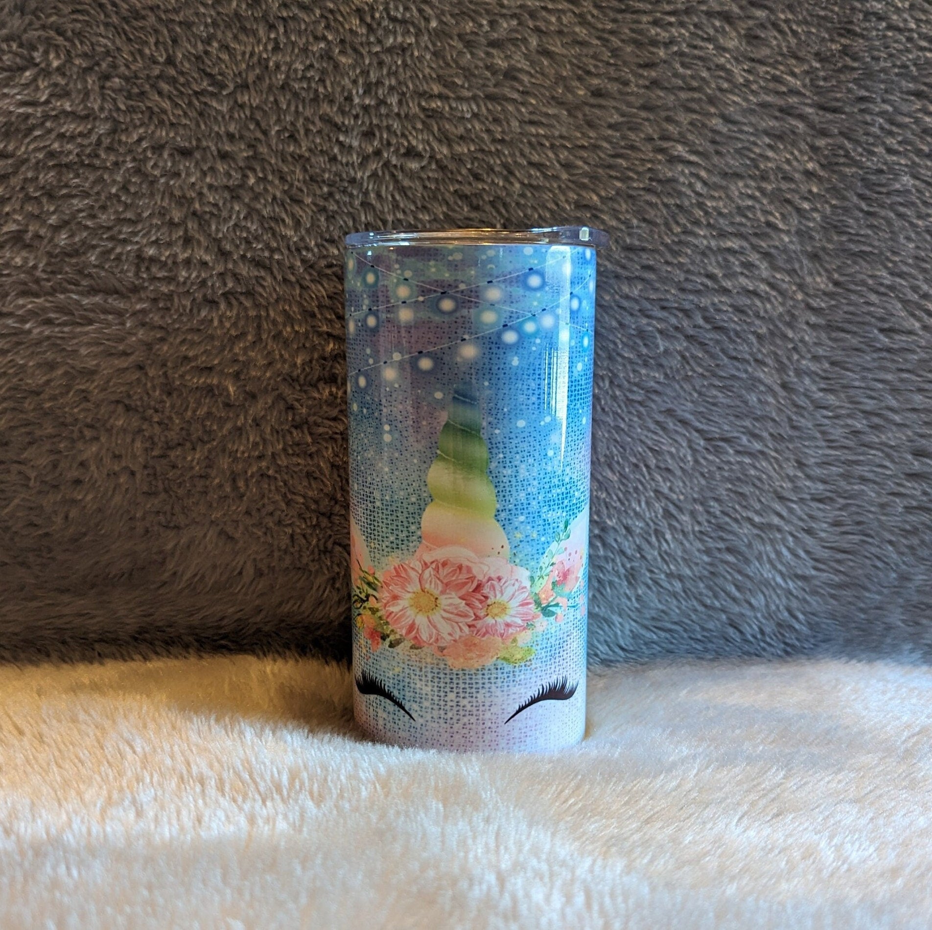 Kids Unicorn Tumbler With A Cute Sparkle Design 15oz With Reusable Straw, Can Be Personalized