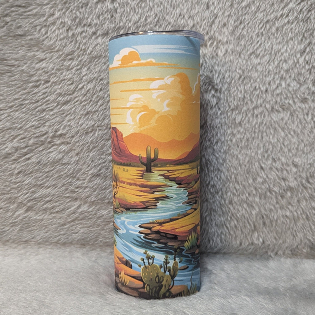 Desert Tumbler 20oz With Reusable Straw, Can Be Personalized
