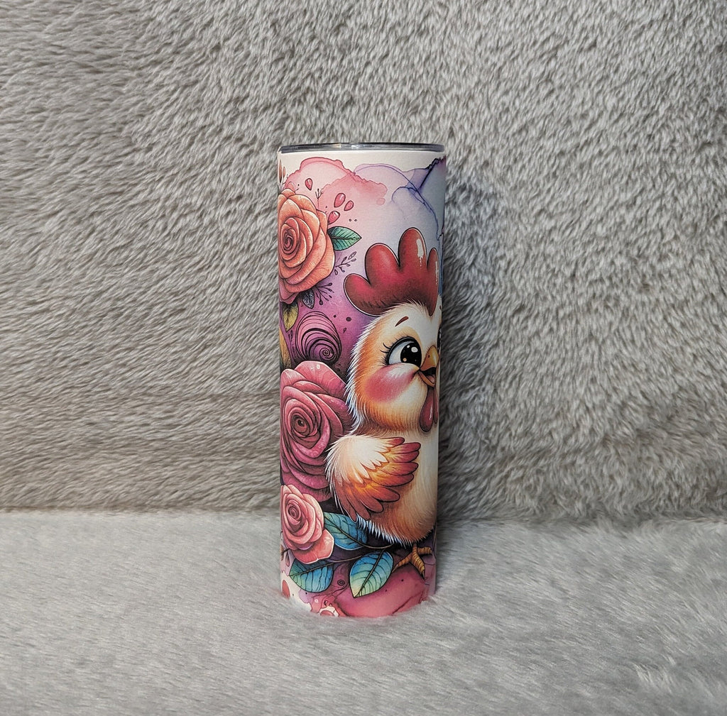 Funny Chicken Tumbler 20oz With Reusable Straw, Can Be Personalized