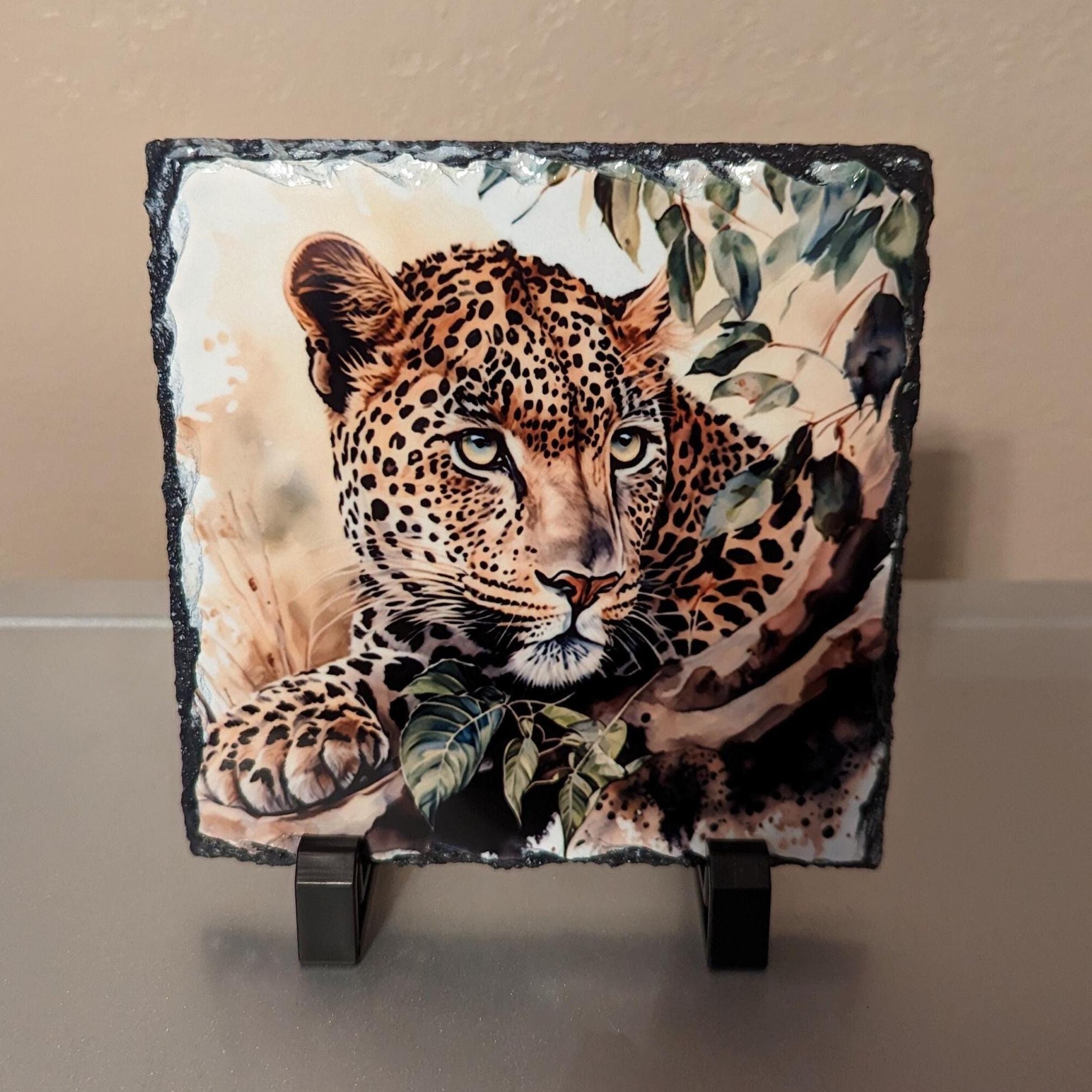 Slate Leopard Picture With Display Legs