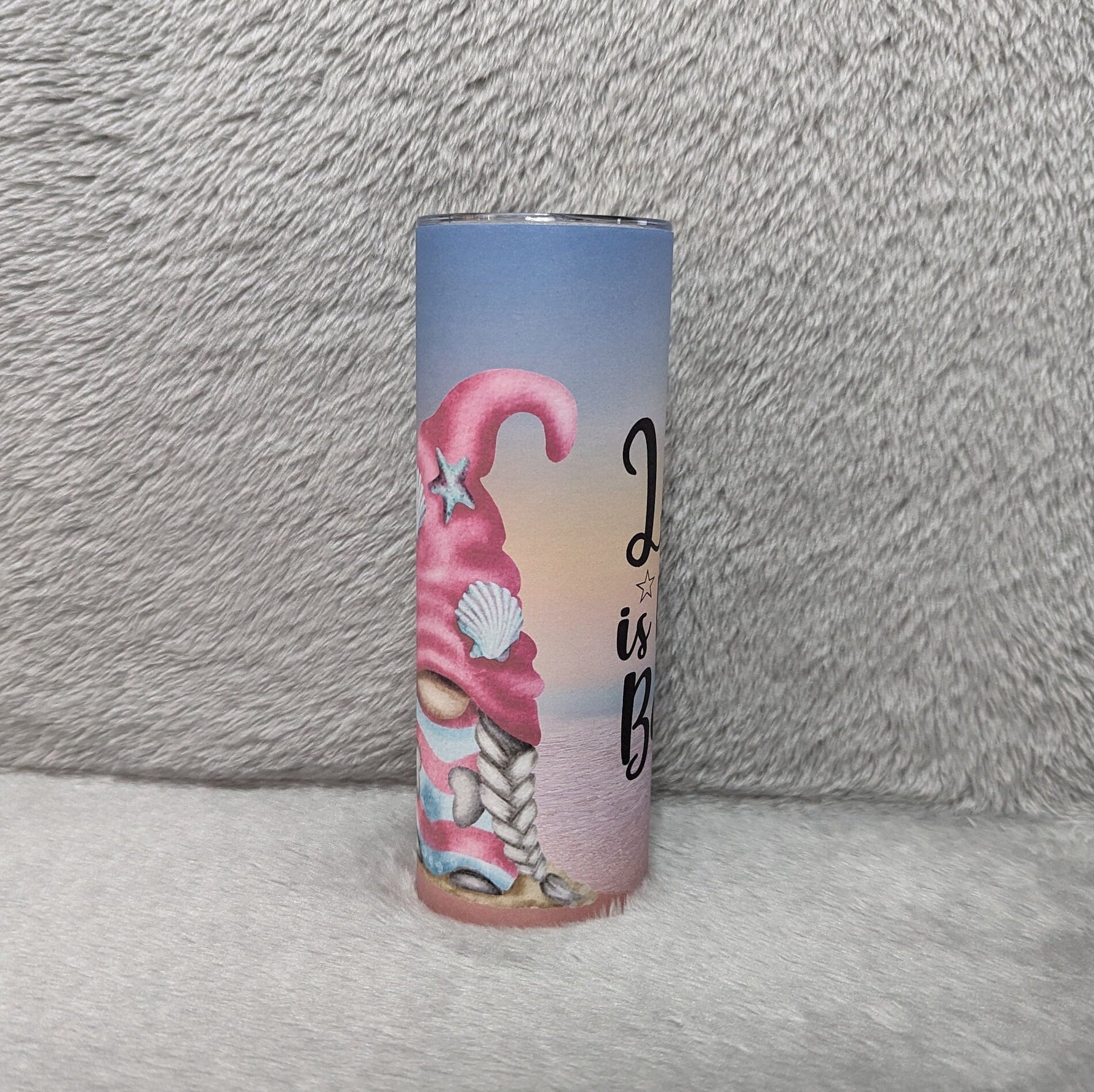 Girl Beach Gnome Tumbler Life Is Better At The Beach 20oz With Reusable Straw, Can Be Personalized