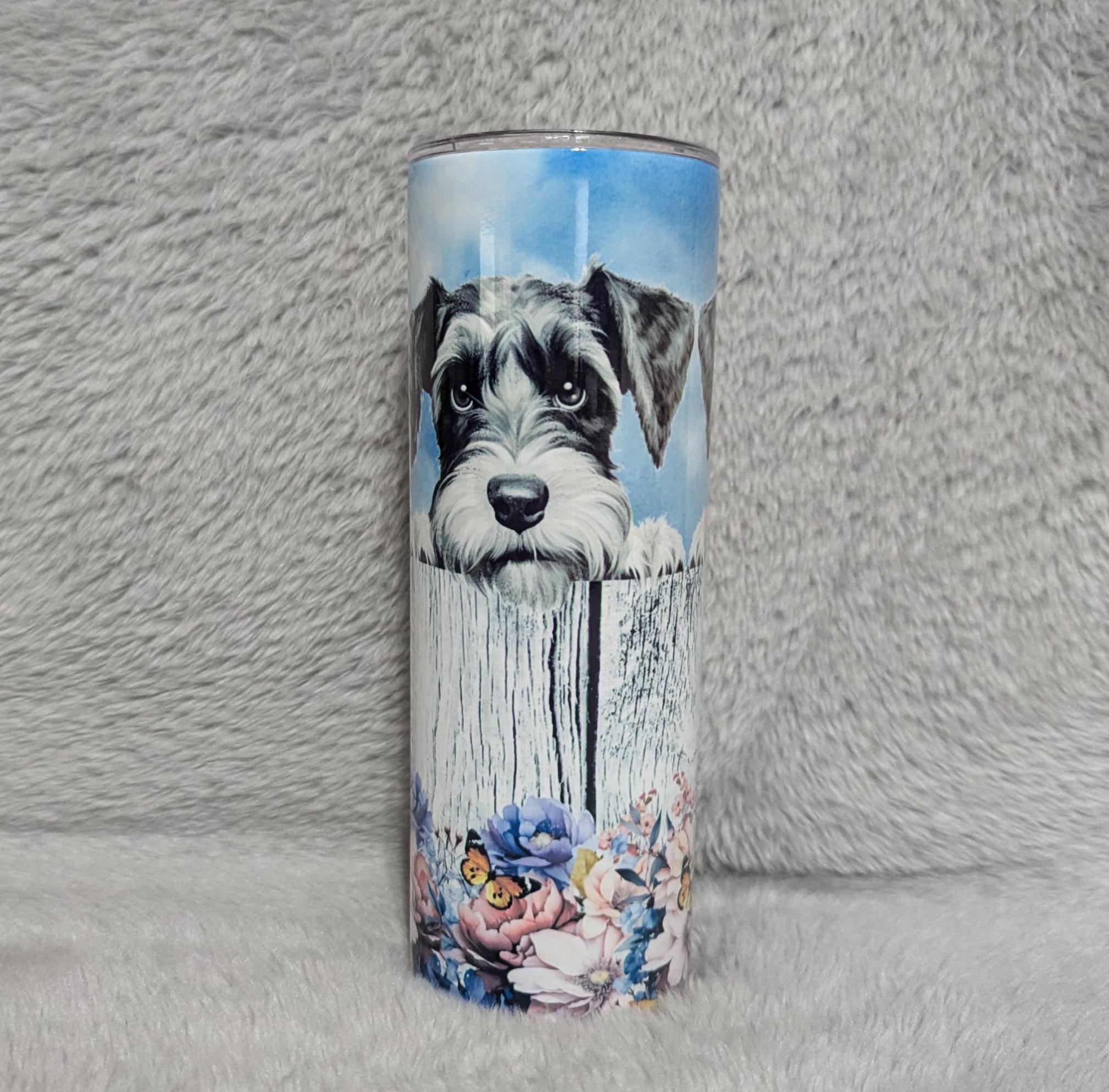 Adorable Schnauzer Tumbler 20oz With Reusable Straw, Can Be Personalized