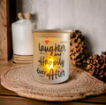 Laughter and Happily Ever After Candle Holder With A Battery Operated Flickering Tea Light