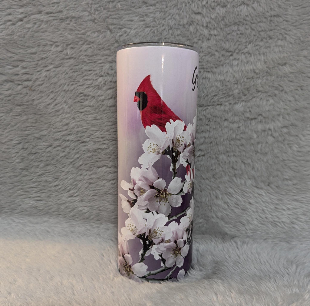 Beautiful Red Cardinal Tumbler 20oz With Reusable Straw, Can Be Personalized