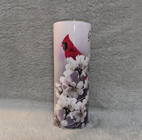 Beautiful Red Cardinal Tumbler 20oz With Reusable Straw, Can Be Personalized