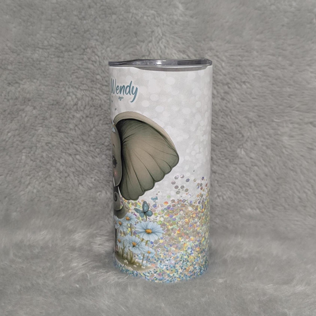 Kids Elephant Tumbler 15oz With Reusable Straw, Can Be Personalized