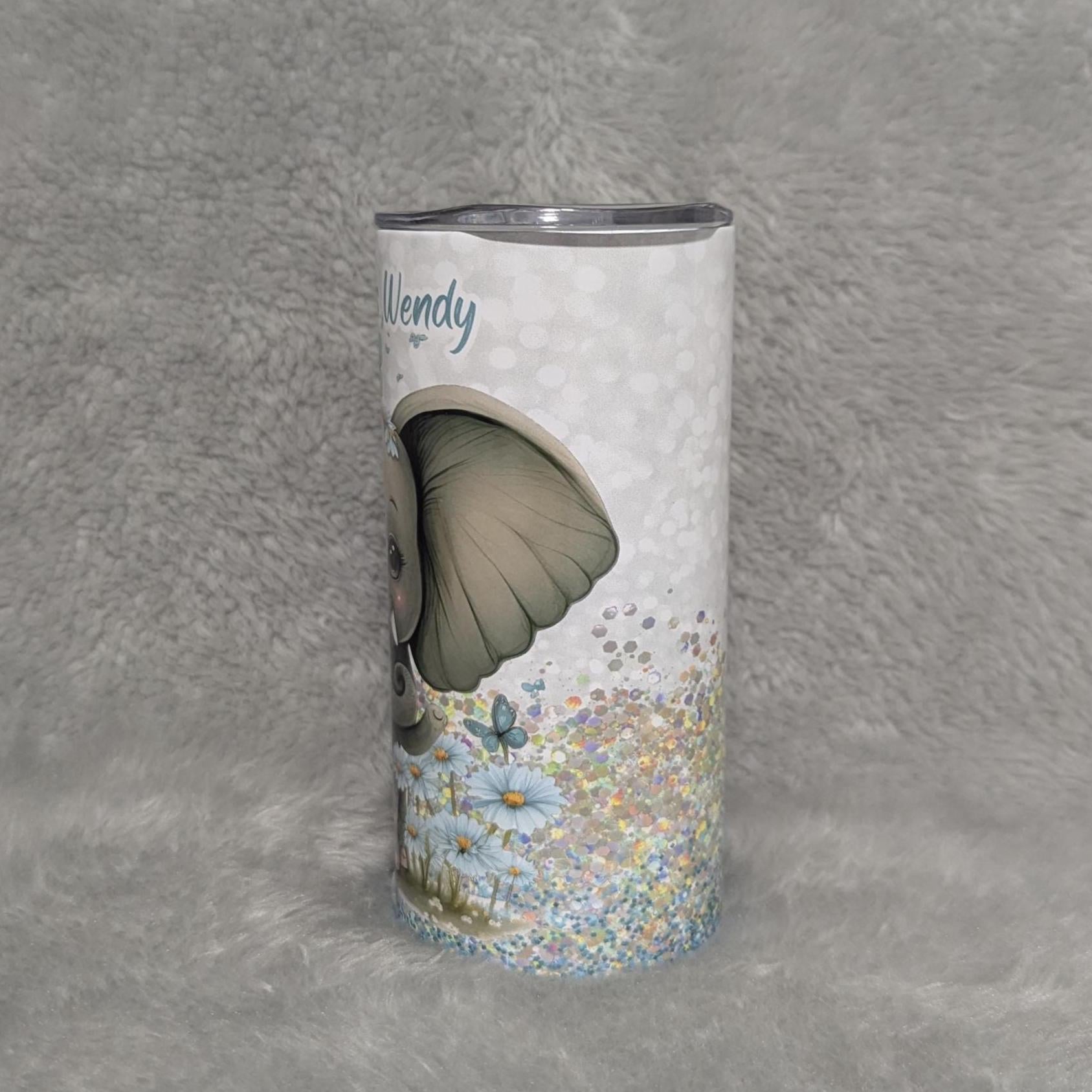 Kids Elephant Tumbler 15oz With Reusable Straw, Can Be Personalized