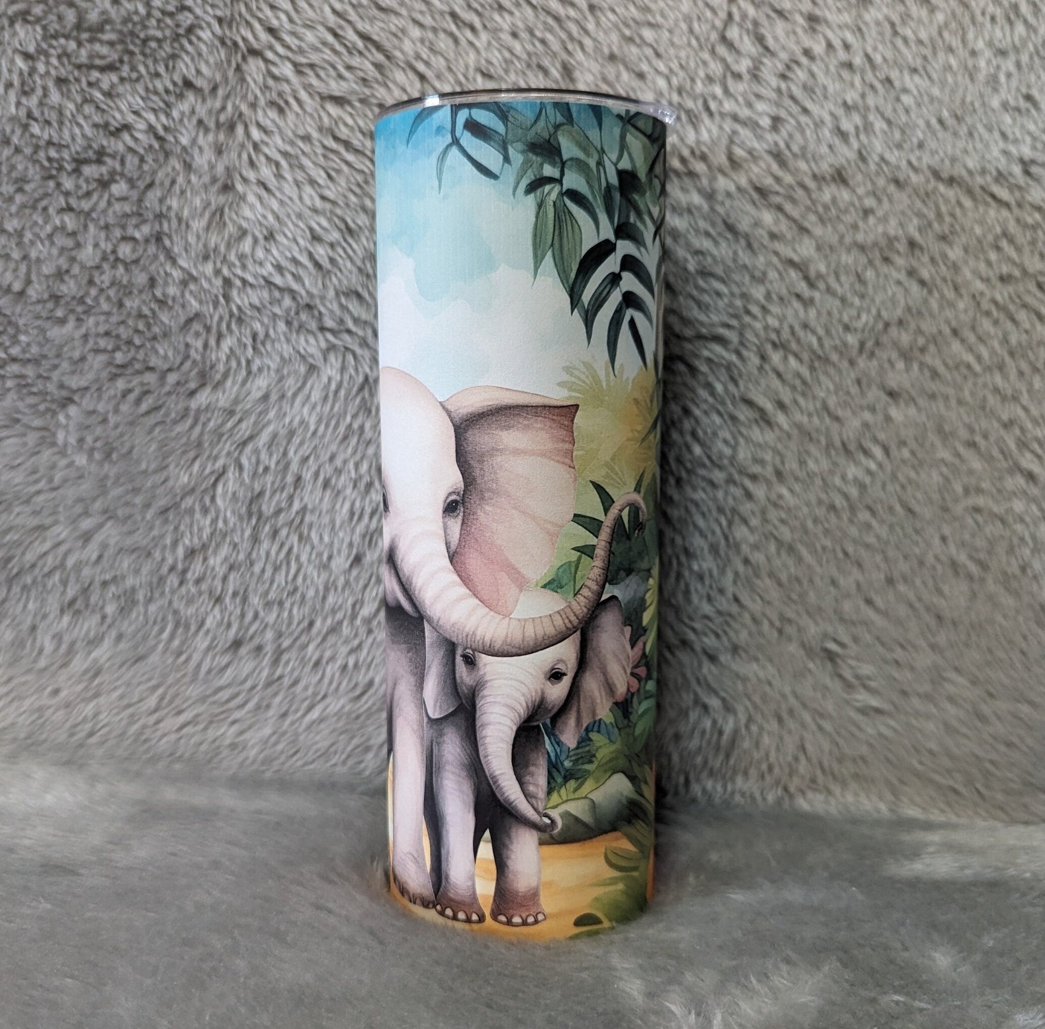 Elephant Tumbler 20oz With Reusable Straw, Can Be Personalized