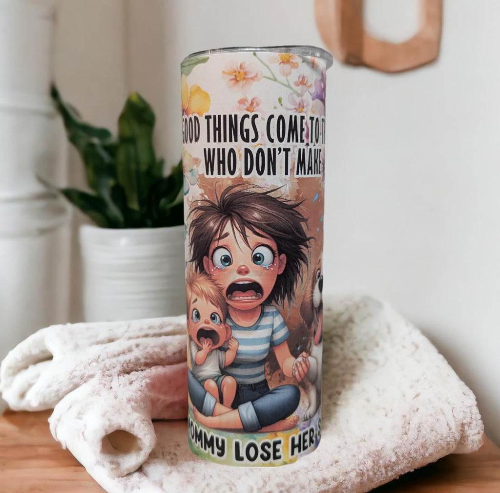 Crazy Mom Tumbler 20oz With Reusable Straw, Can Be Personalized