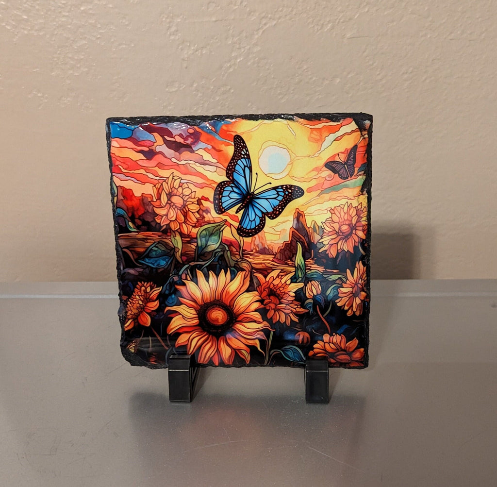 Slate Butterfly Picture With Display Legs
