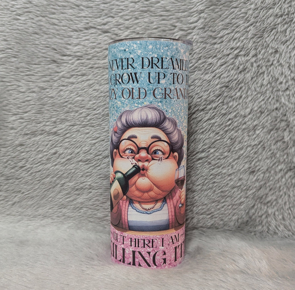 Fun Grandma Tumbler 20oz With Reusable Straw, Can Be Personalized