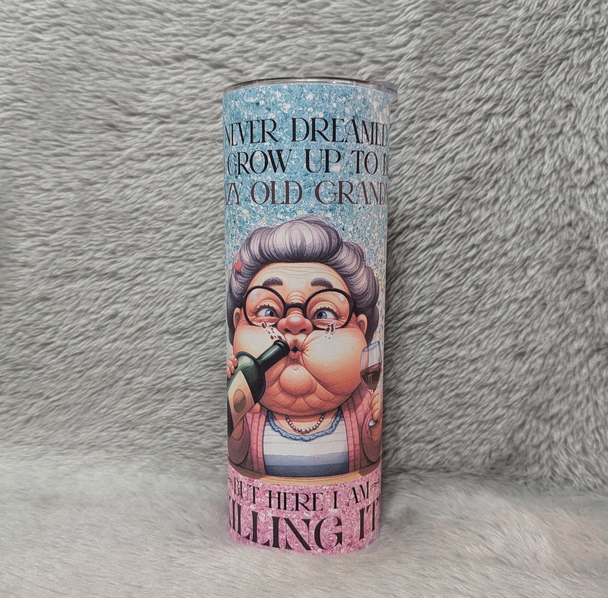 Fun Grandma Tumbler 20oz With Reusable Straw, Can Be Personalized