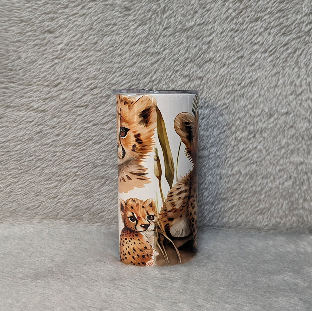 Kids Cheetah Tumbler 15oz With Reusable Straw, Can Be Personalized
