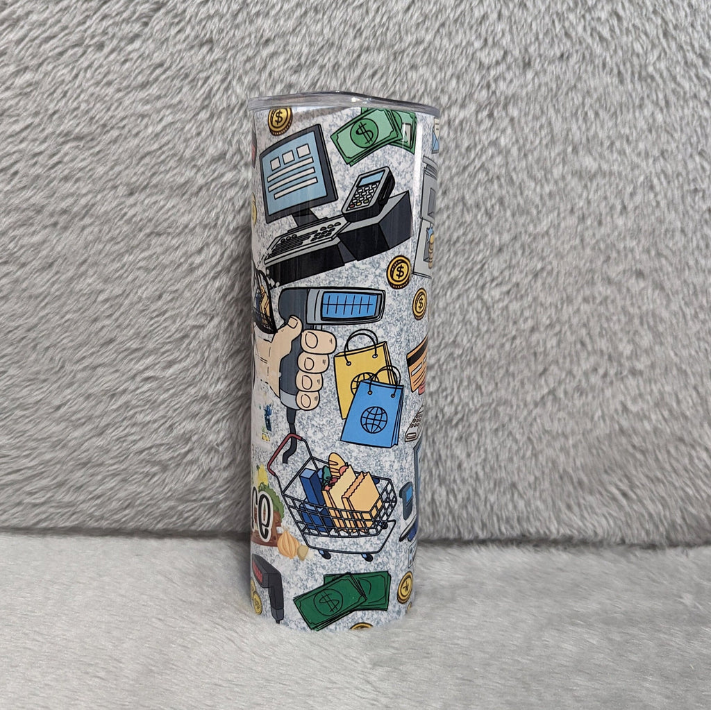Cashier Life Tumbler 20oz With Reusable Straw, Can Be Personalized