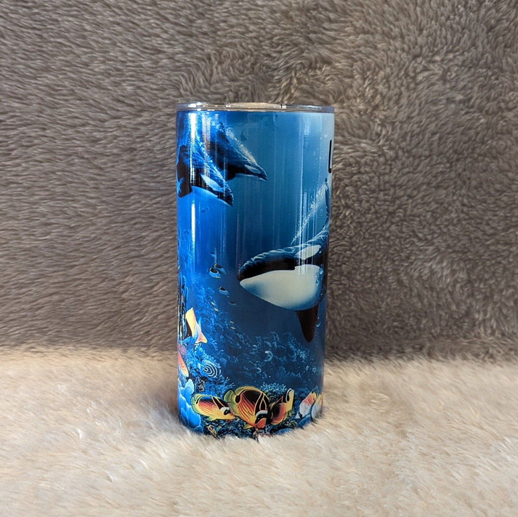 Kids Whale Tumbler 15oz With Reusable Straw, Can Be Personalized