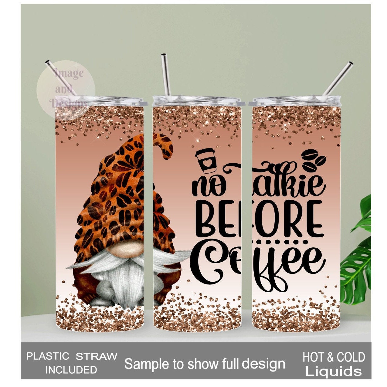 No Talkie Before Coffee Gnome Tumbler 20oz With Reusable Straw