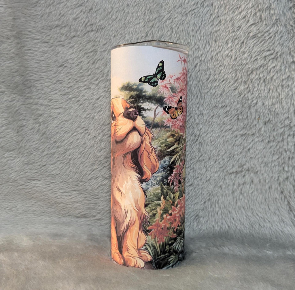 Cocker Spaniel Puppy Tumbler 20oz With Reusable Straw, Can Be Personalized