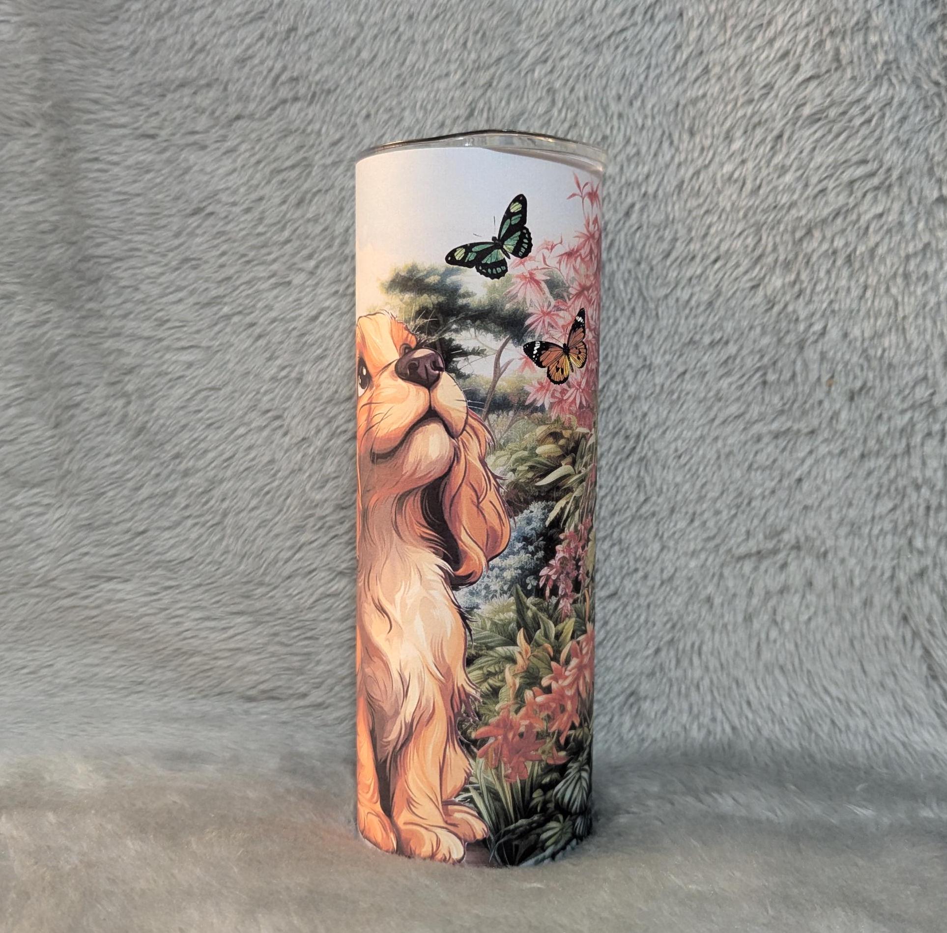 Cocker Spaniel Puppy Tumbler 20oz With Reusable Straw, Can Be Personalized