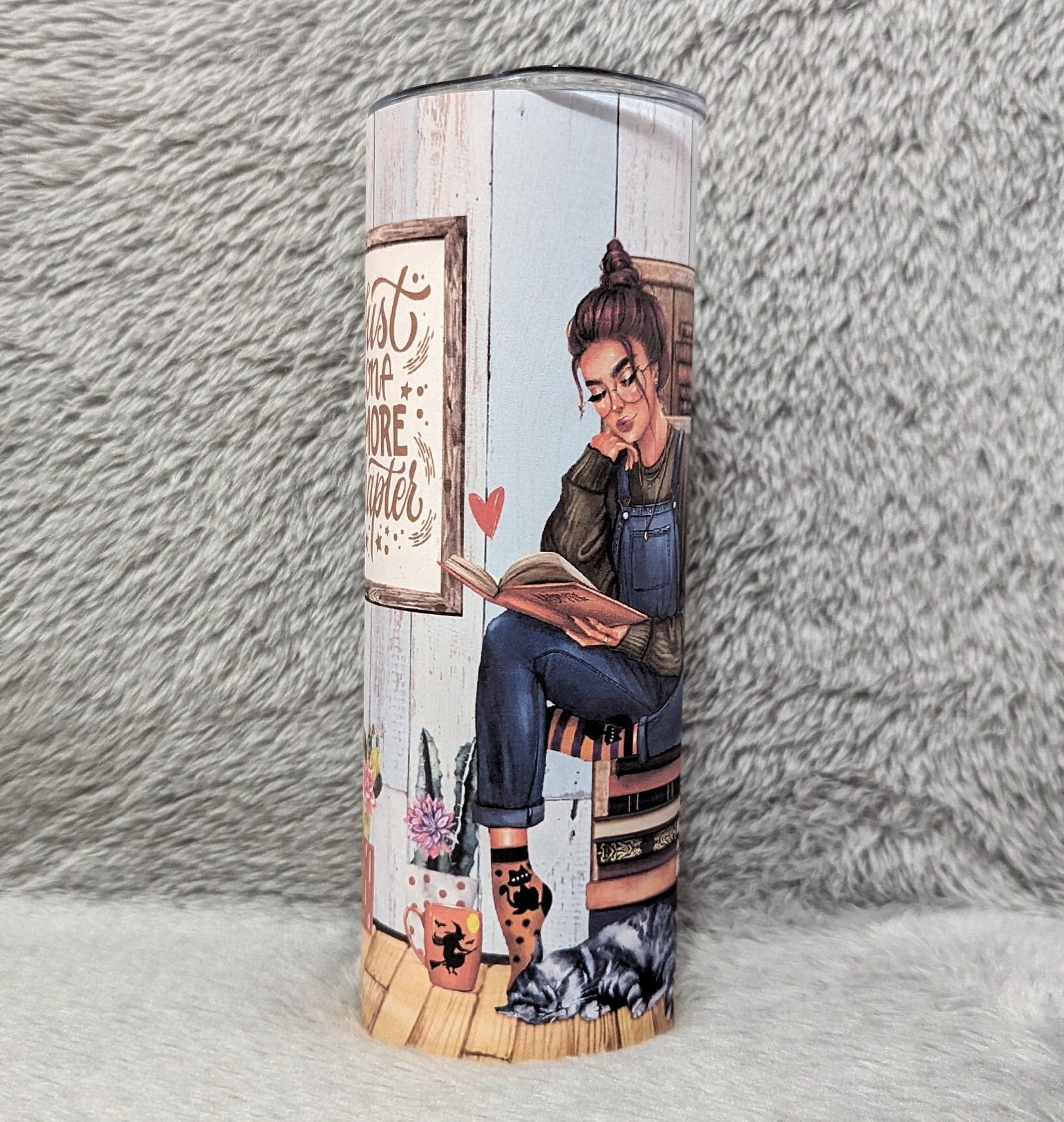 Just One More Chapter Book Lover Tumbler 20oz With Reusable Straw