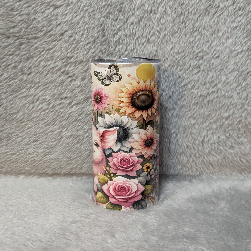Kids Pig Tumbler 15oz With Reusable Straw, Can Be Personalized
