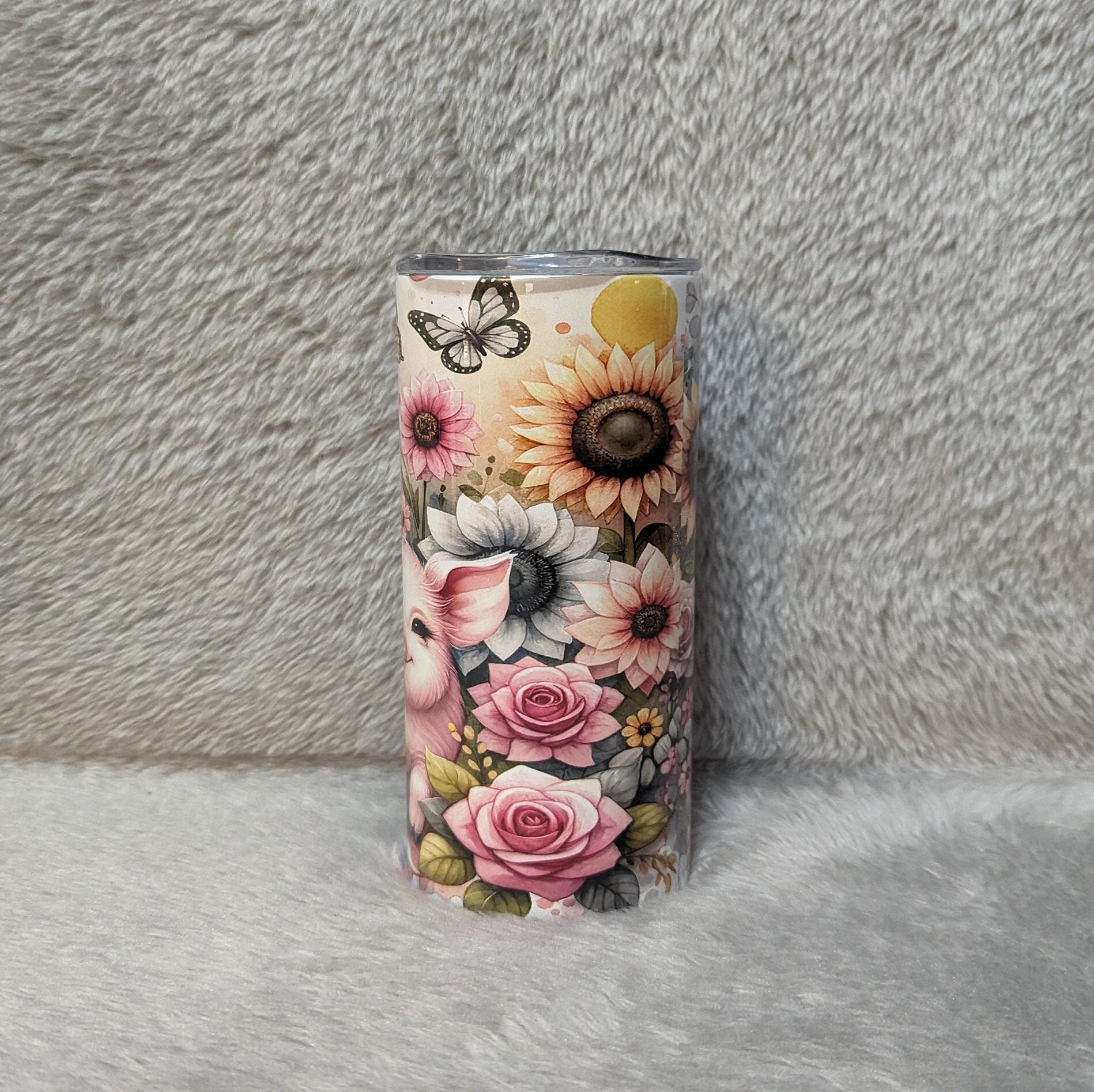 Kids Pig Tumbler 15oz With Reusable Straw, Can Be Personalized