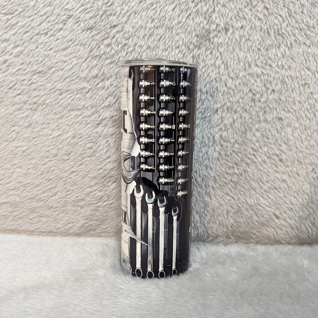 I'm A Mechanic I Can't Fix Stupid But I Can Fix What Stupid Does Mechanic Tumbler 20oz With Reusable Straw, Can Be Personalized