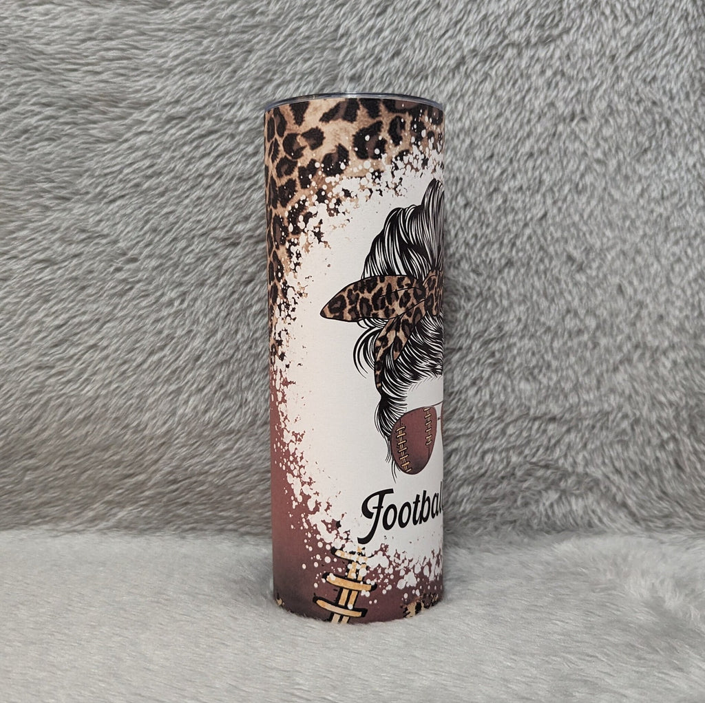 Football Mom Tumbler 20oz With Reusable Straw, Can Be Personalized