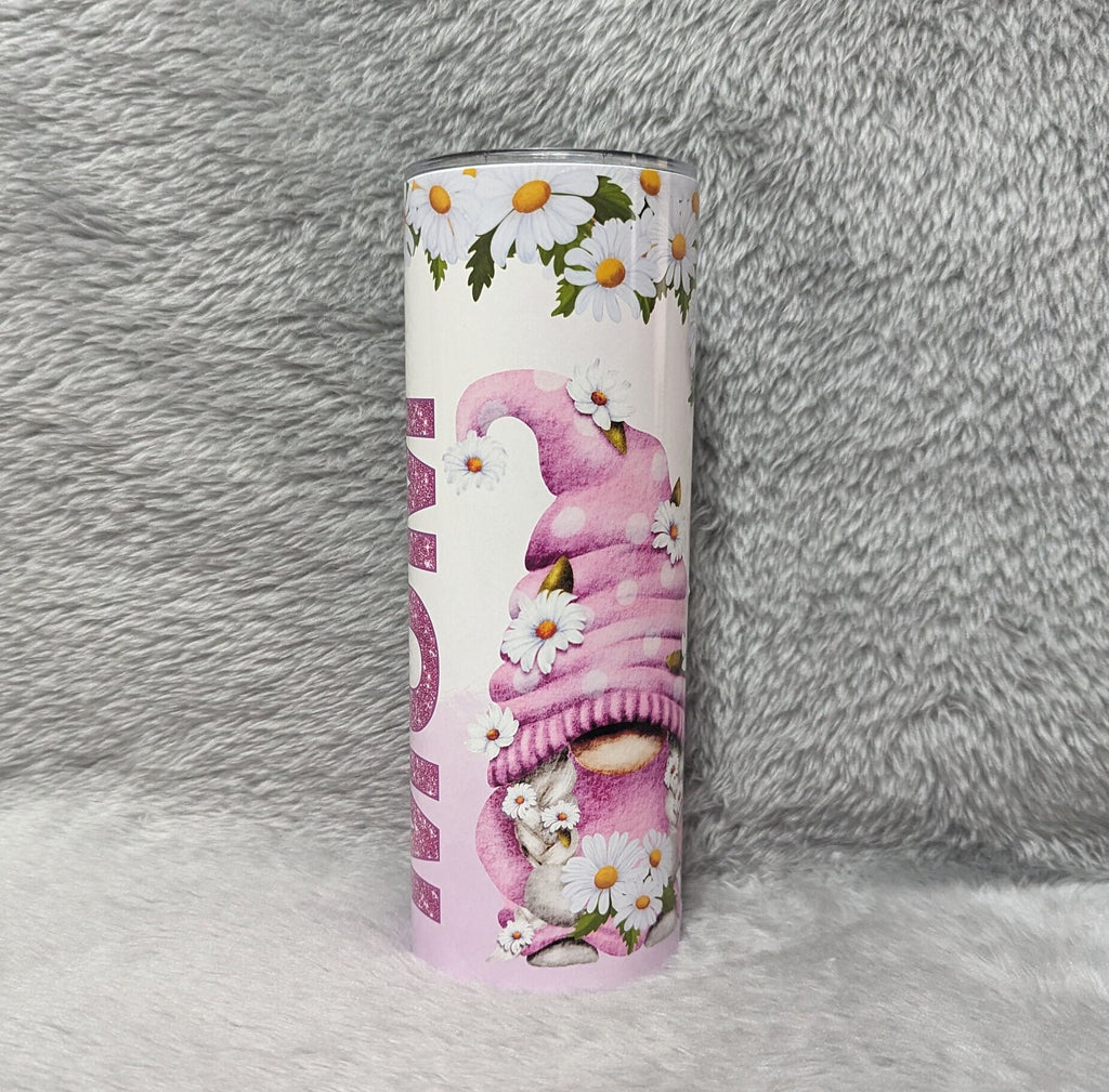Gnome Tumbler with Gnomes and Daisies 20oz With Reusable Straw, Can Be Personalized