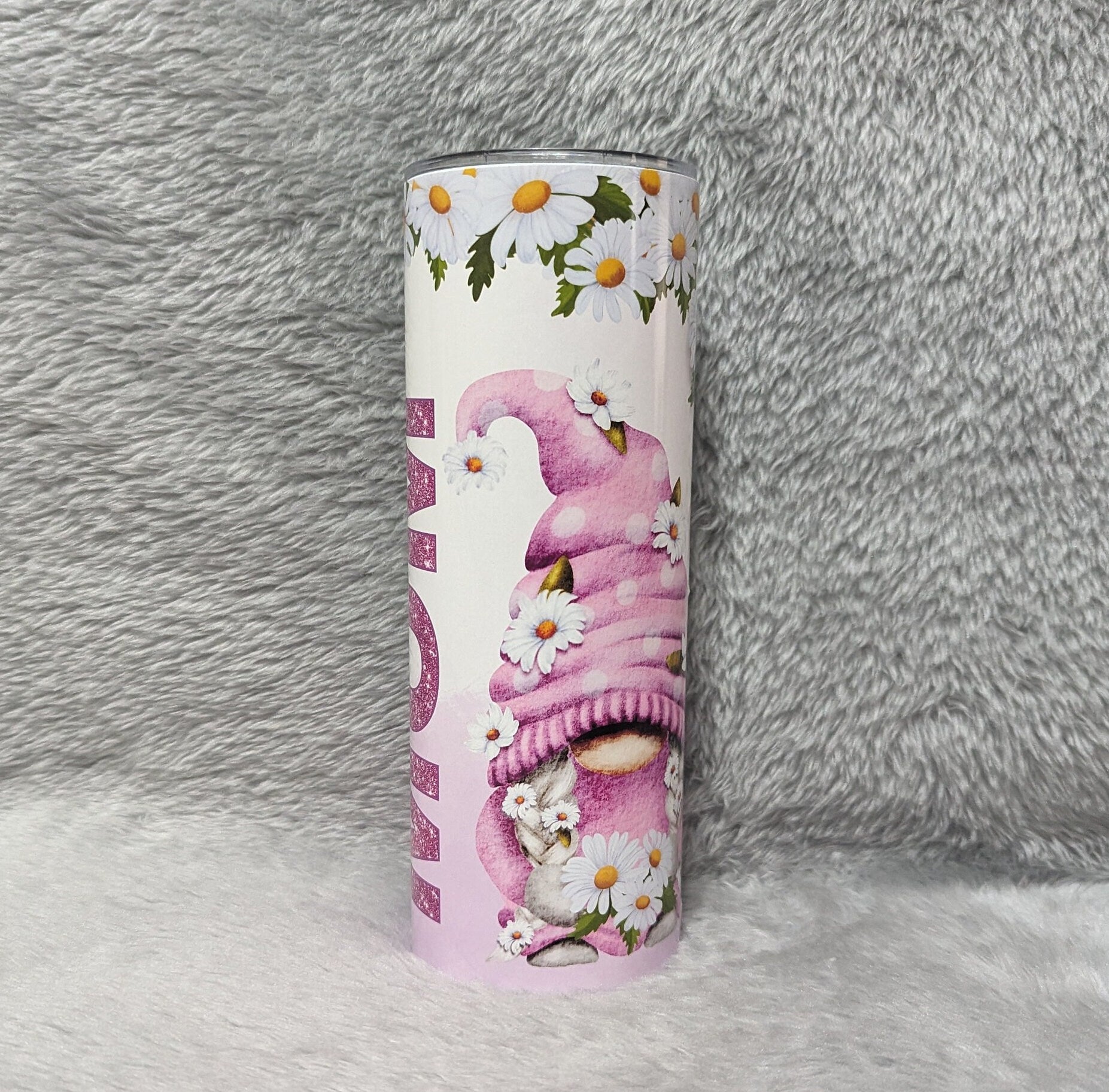Gnome Tumbler with Gnomes and Daisies 20oz With Reusable Straw, Can Be Personalized